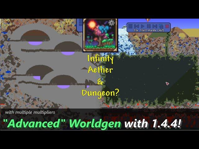 "Advanced" Terraria 1.4.4 world generation ─ With absurd Shimmer Pools and endless hollow Dungeon...