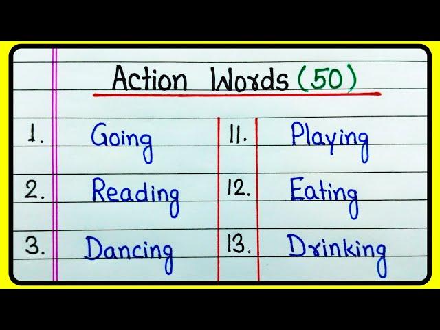 Action words 50 | Action words in English | Action verbs | Action words