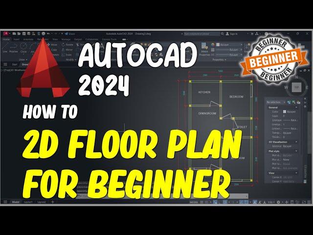 AutoCAD 2024 Basic 2D Floor Plan For Beginner Complete