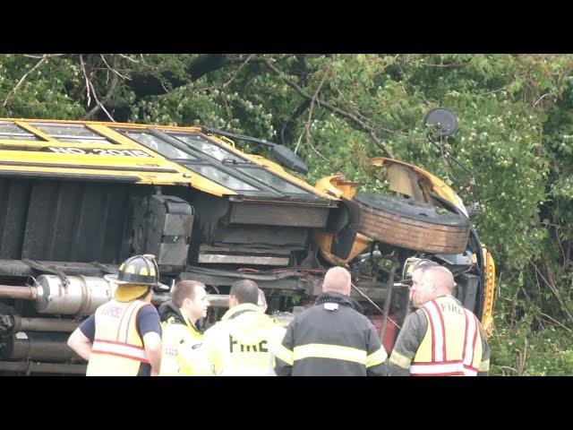 Jefferson County Public school bus overturns on Interstate 64 sending students to 3 hospitals