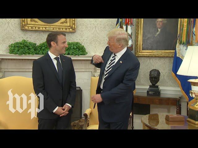 Trump brushes 'dandruff' off Macron