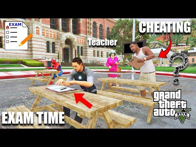 Franklin Cheating In Exam From Avengers in GTA 5 IN SCARY TEACHER SCHOOL | GTA5 AVENGERS