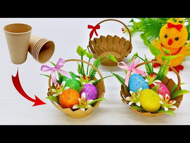 BASKET made of paper cup. EASTER décor in a couple of minutes! Easter Basket DIY