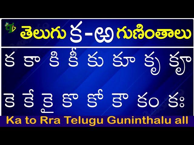 గుణింతాలు (క - ఱ) Telugu Guninthalu all from Ka to Rra | Telugu Varnamala Guninthalu క - ఱ