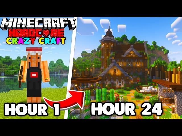 I Survived 24 Hours in CRAZY CRAFT in Minecraft Hardcore!