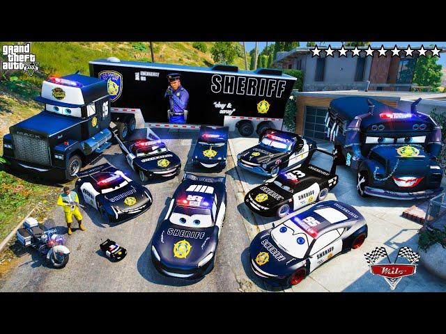 GTA 5 - Stealing SHERIFF POLICE MCQUEEN CARS with Franklin! (Real Life Cars #50)