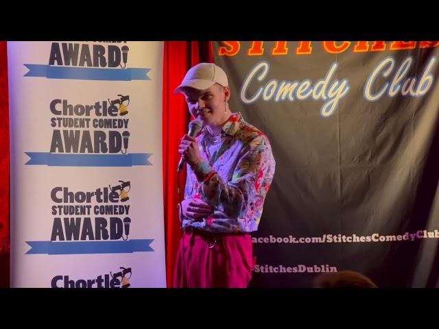 Aindréas Fallon Berbruggen at the Dublin heat of the Chortle Student Comedy Award 2023