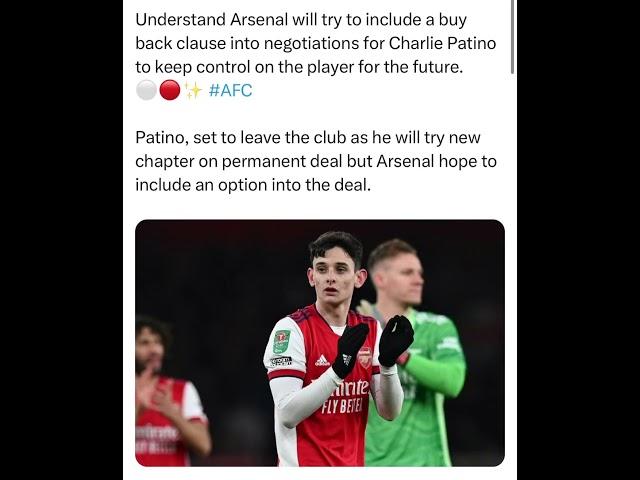 Understand Arsenal will try to include a buy back clause into negotiations for Charlie Patino