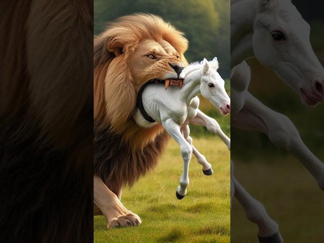 Lion attack on a baby horse  #lion #horse #babyanimals #weakanimals #helptheanimals #rescueanimals