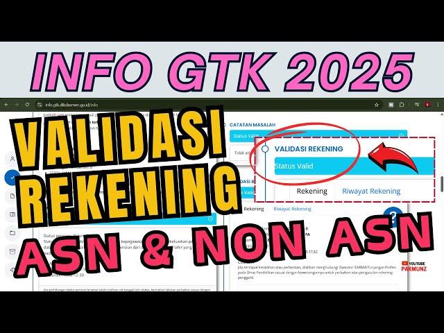 Cara Validasi Rekening Info GTK untuk Guru ASN dan Non ASN