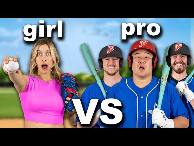 Is This Girl Better Than These Pros At Baseball?