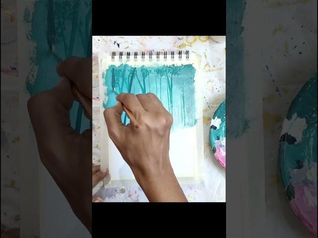 misty forest acrylic painting simple acrylic painting for beginners #art #painting #shorts #yt #fyp