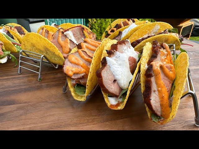 Tafelspitz Tacos - gesmoktes Kalbs Tafelspitz als Fingerfood vom Grill