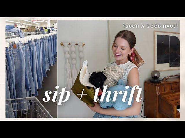 SIP + THRIFT | shopping the largest thrift store I've seen | cottage core neutral haul