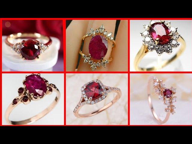 simple and pretty ruby finger rings designs 2022-2023/most beautiful gold and silver tone ruby ring