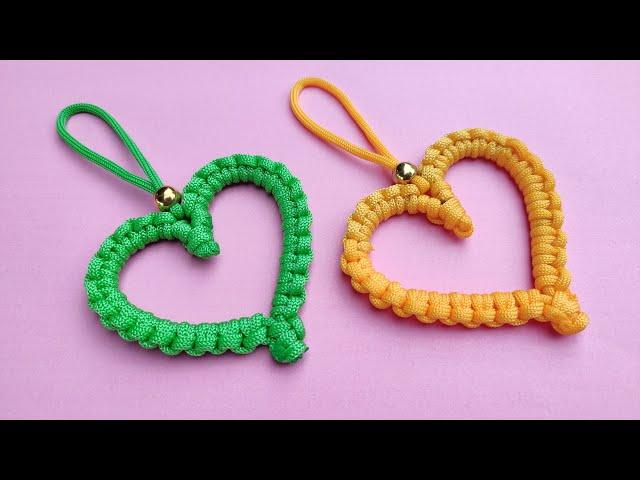 Easy Macrame Heart Keychain /Cómo hacer un llavero de corazón hecho a mano / llavero macramé