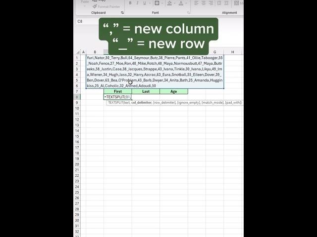 It is easy to split messy data in excel |  #excelshorts #exceltipsandtricks#excelformula