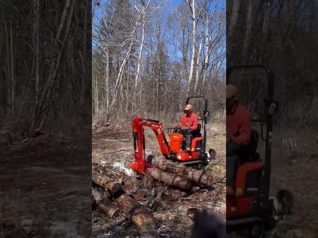 Kubota k008 with hydraulic thumb made by Rivard in Quebec