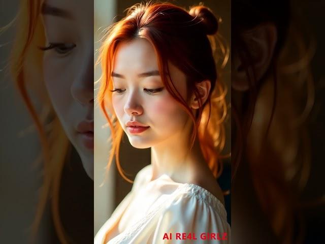 Portrait Red Hair Asian Girl #aigirl #aimodel #aiart #digitalmodel #digitalart #aiimage