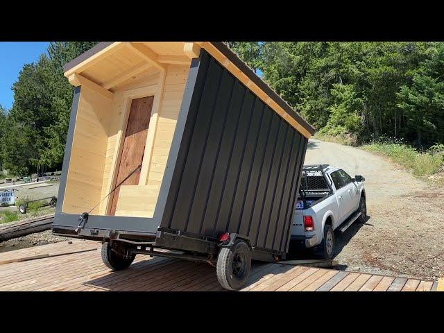 Near Disaster!! Barging The Sauna Across The Lake