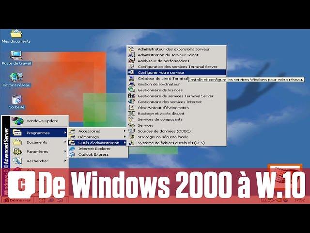 De Windows 2000 à Windows 10 en vidéo : 15 ans d’ évolutions en 5 minutes