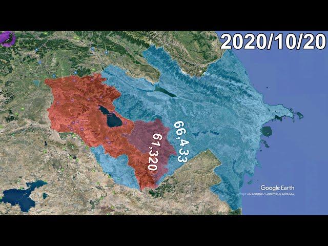 Second Nagorno-Karabakh War in 1 minute using Google Earth