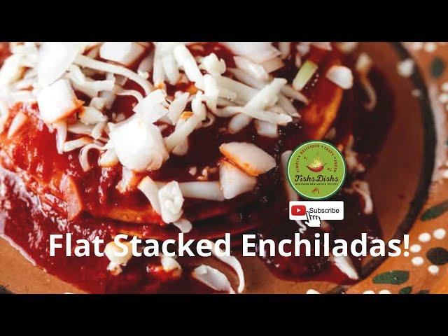 Authentic New Mexican Stacked Enchiladas: Red Chile Sauce with Cheese & Onions: By Letitia Montoya