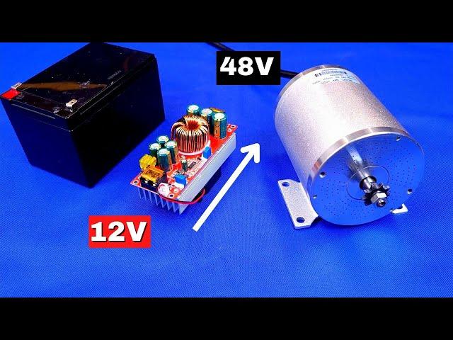 How to Drive a 48V ebike electric motor using a 12V battery and a dc to dc boost converter