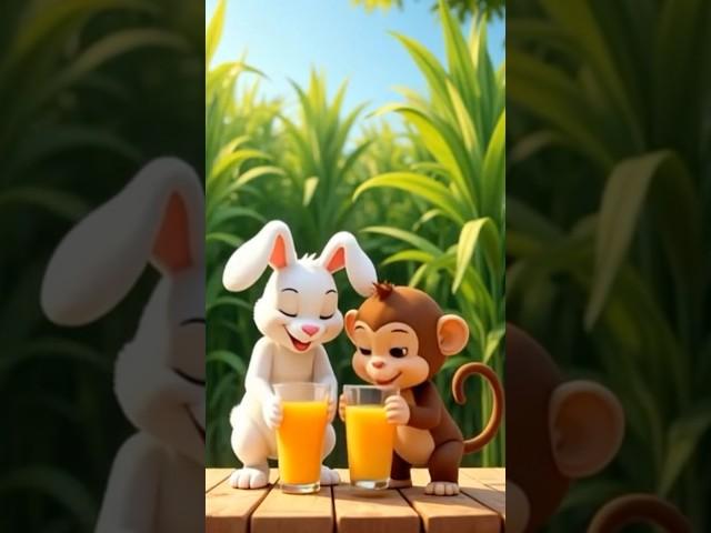 Rabbit drinks all the juice of sugarcane and then plants a papaya tree  #ai #monkey#rabbit