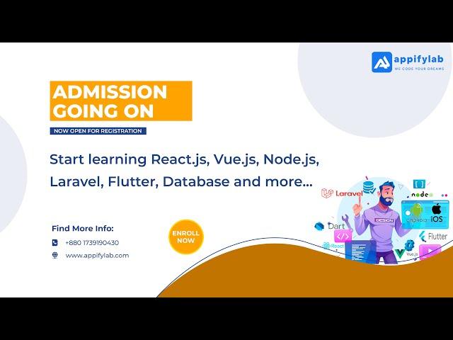 Appifylab Academy started courses on reactjs, vuejs, laravel, nodejs, flutter, database & more...