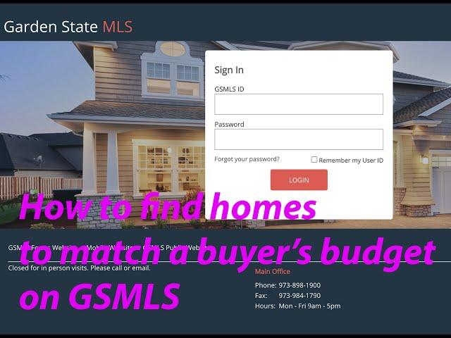 Garden State MLS Training - How to match our buyers' budgets using Advanced Search