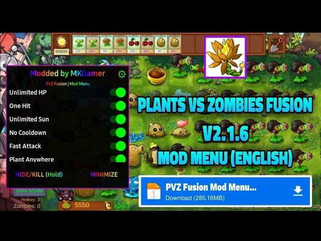 PLANTS VS ZOMBIES FUSION EDITION MOD  APK LATEST VERSION 2.1.7 l UNLIMITED SUN & UNLOCK ALL PLANTS