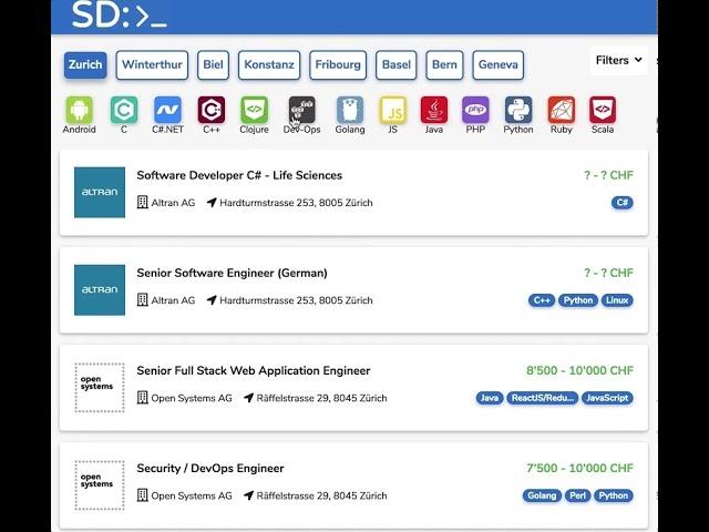 Swiss Dev Jobs - Software Developer Jobs in Switzerland