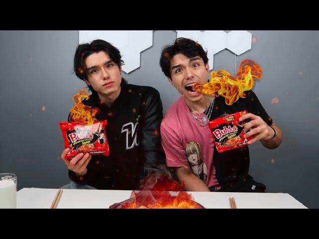 Trying the Spicy Fire Noodles Challenge