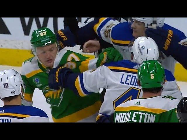 Minnesota Wild Vs St. Louis Blues End Of Period Scrum