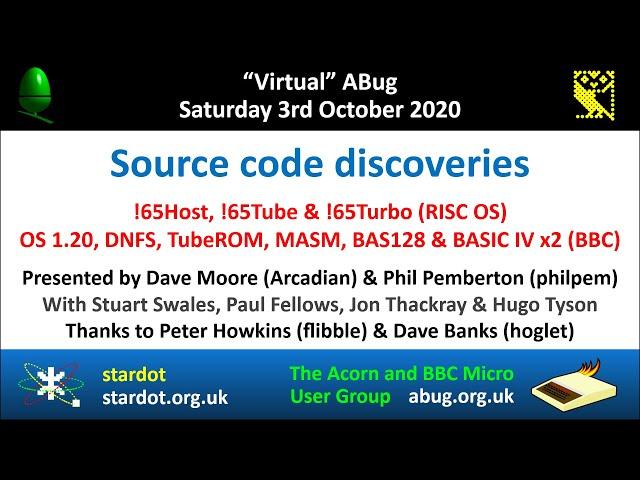 ABug 08: Source Code Discoveries: BBC Micro OS Rom, DFS, BASIC, Tube & !65Host (Archimedes/RISC OS)