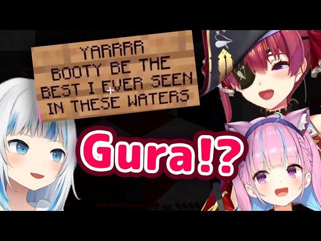 Marine and Aqua Translate Gura's Dirty Jokes in Minecraft And It's Hilarious  【ENG Sub/Hololive】