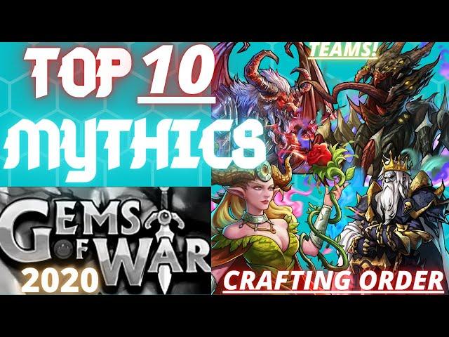 TOP 10 MYTHICS in Gems of War | Gems of War Top 10 list | Best 10 Mythics to craft 2020 Soulforge