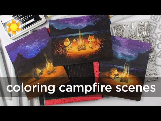 Copic Coloring Nighttime Camping scenes