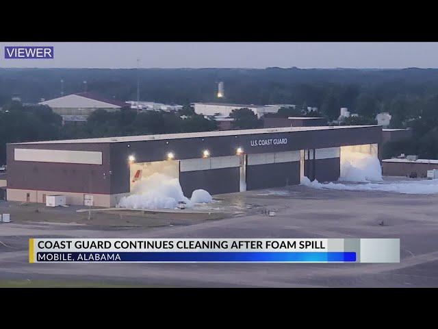 Nearly 400 gallons of high-expansion foam fills Coast Guard hangar in Mobile