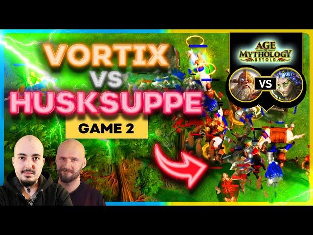 Husksuppe vs Vortix Pro 500$ Underworld Showdown! Game 2! Age Of Mythology: Retold 4k!