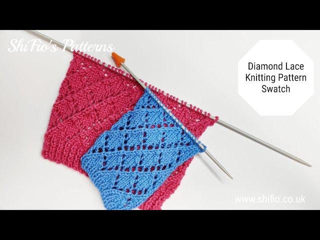 Diamond knitting stitch design pattern tutorial
