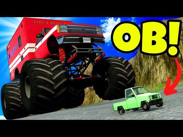 OB & I Used a MONSTER TRUCK to CRUSH a TINY CAR in BeamNG Drive Mods!