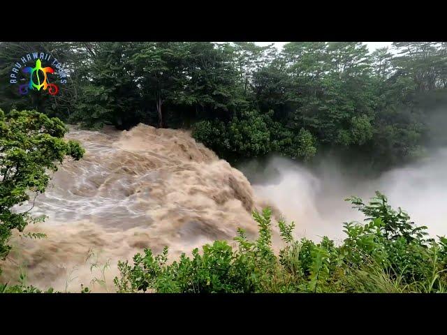 Hurricane Hone Aftermath at Rainbow Falls, Big Island of Hawaii  August 25, 2024