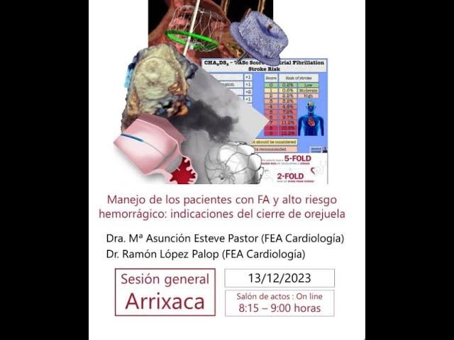 SG 13/12/23. Manejo de los pacientes con FA y alto riesgo hemorrágico:  cierre de orejuela