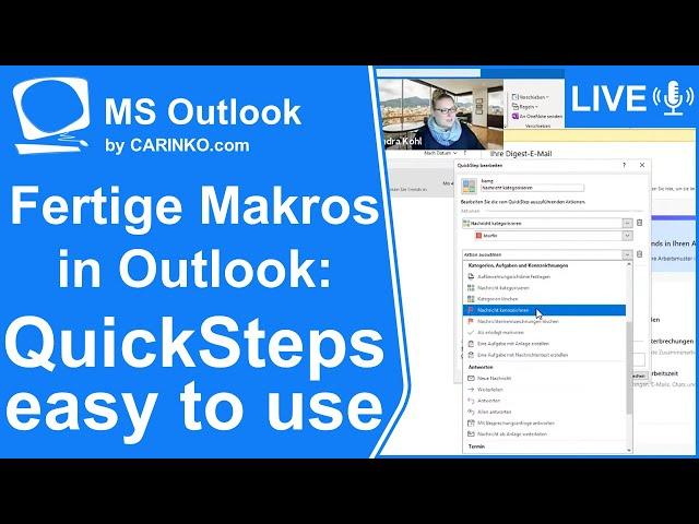 Indra Kohl Live - Fertige Makros in MS Outlook - QuickSteps zur Automatisierung nutzen - carinko.com