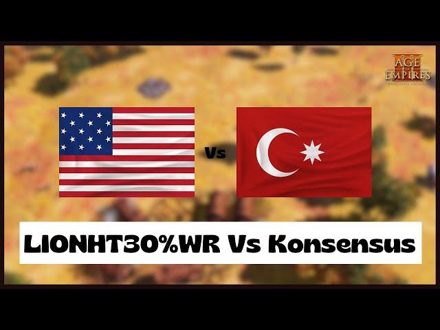 Age of Empires 3- USA Vs Ottoman | LIONHT30%WR Vs KONSENSUS | Aoe3 DE | 1v1 Pro Game | 4K