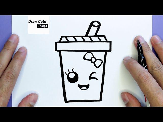 HOW TO DRAW A CUTE DRINK, STEP BY STEP, SIMPLE EASY AND KAWAII, DRAW CUTE THINGS