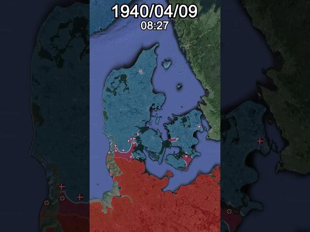 Invasion of Denmark (WW2) *Every Hour With Units* #shorts #animation #map