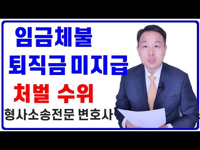 형사소송 임금체불 퇴직금 미지급 처벌 수위 (형사 전문 변호사) 근로기준법 위반, 퇴직급여보장보험법 위반 사례와 실제 형량을 소개합니다.